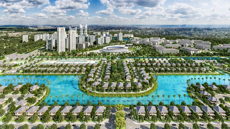Hồ thiên nga thuộc dự án E-City Tân Đức mang đến vẻ đẹp bình yên, thư thái cho cư dân